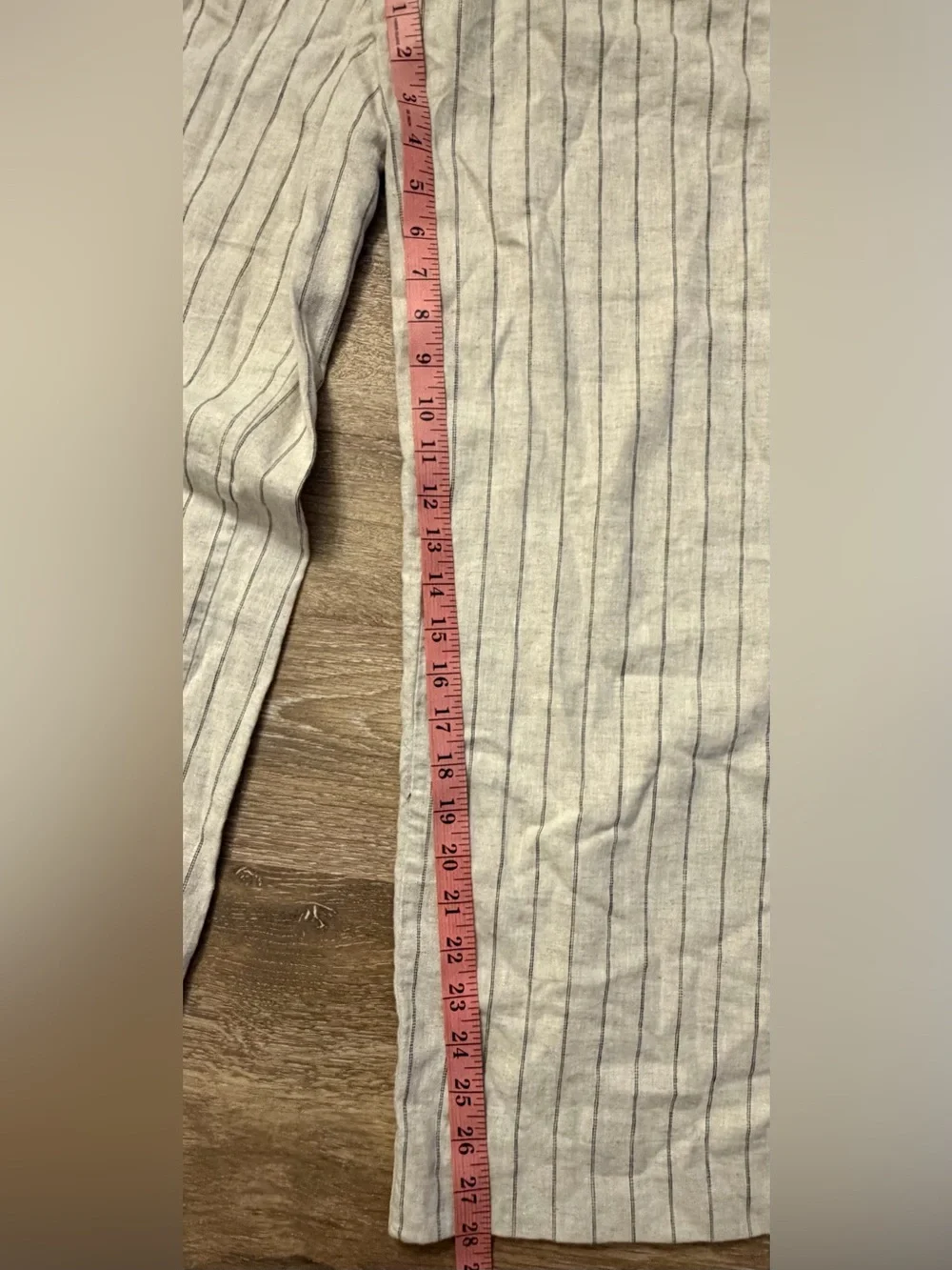 Banana Republic Linen Blend Wide Leg Pinstripe Pants Size 2 Cream High Rise